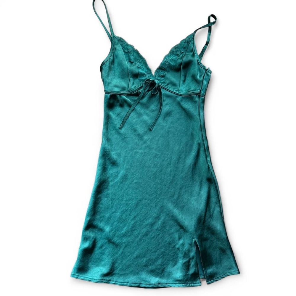 That's So‎ Fetch teal green satin mini dress with lace size 6